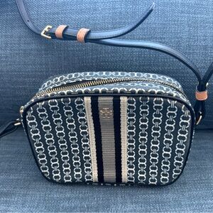 Tory Burch Black, Gray and Cream Patterned Crossbody Bag